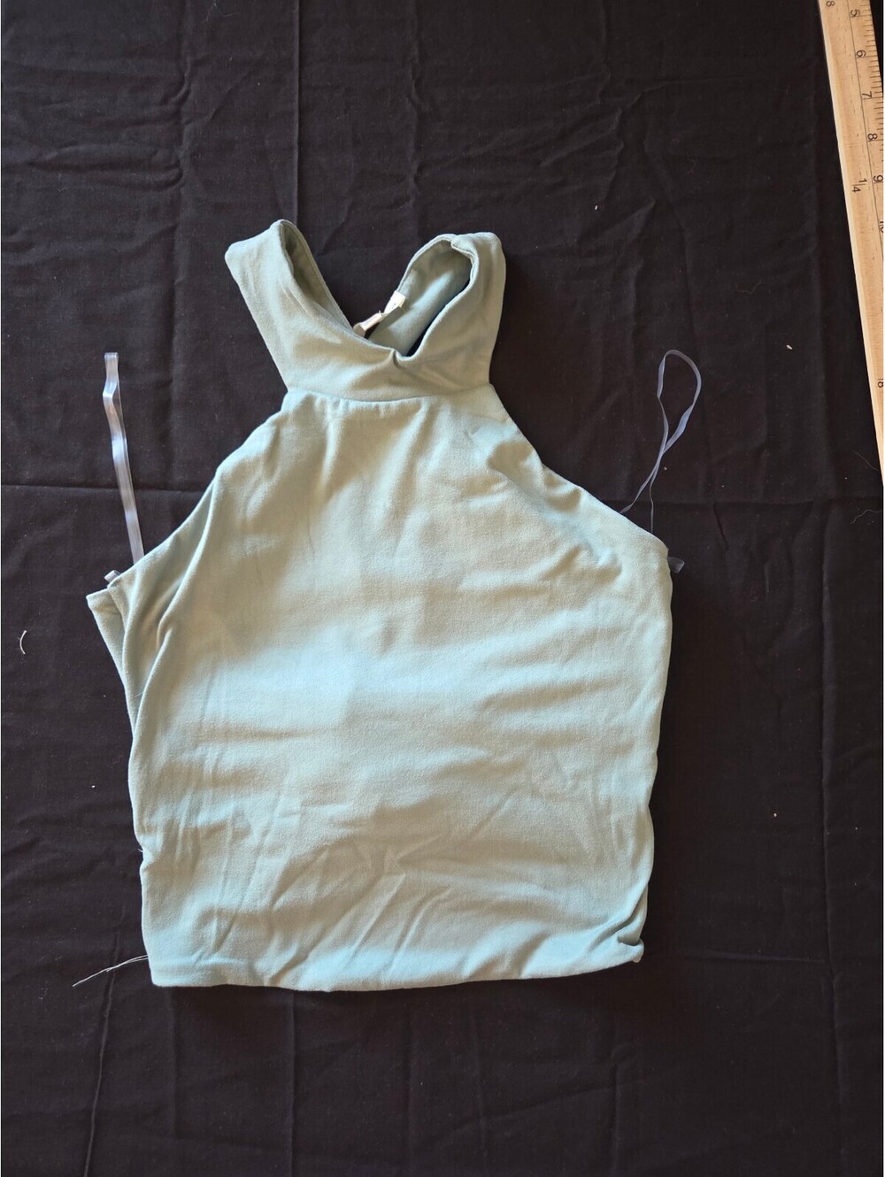 moa moa Sage Green Sleeveless Crop Top with Back Tie Detail XS